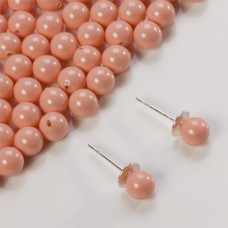 5818 round pearl do kolczyków pink coral 6mm