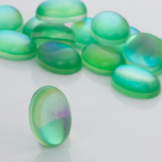 Kaboszon ze szkła kryształowego owal zielony 28x18mm