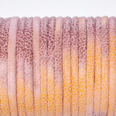 Rzemień klejony różowo łososiowy w kropeczki 4mm