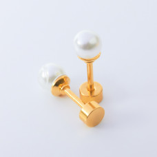 Kolczyki sztyfty z perłami ze stali chirurgicznej złote 5mm