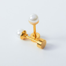 Kolczyki sztyfty z perłami ze stali chirurgicznej złote 4mm