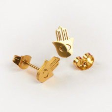 Kolczyki sztyfty ze stali chirurgicznej ręka fatimy złoty 6,5x9,5mm