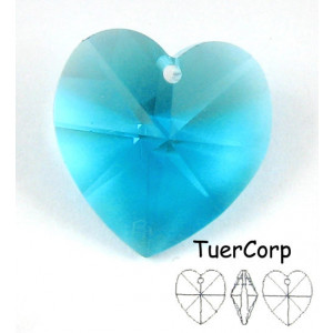 Swarovski heart 18mm blue zircon