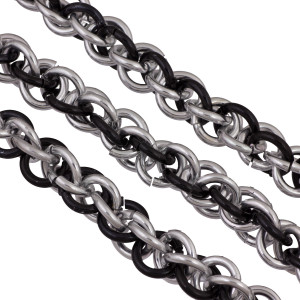 Łańcuch aluminiowy koła gładkie czarno srebrne 15mm