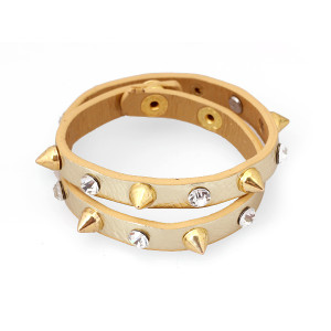 Bransoletka bransoletka ćwieki z kryształkami w kolorze złota 2x20cm