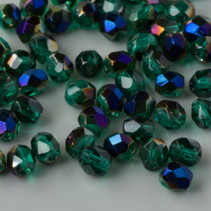 Fire Polish Blue Iris - Emerald (BR50730) 4mm
