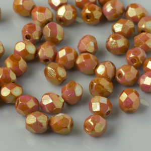 Fire Polish Luster-Opaque Rose/Gold Topaz (AK02010) 4mm