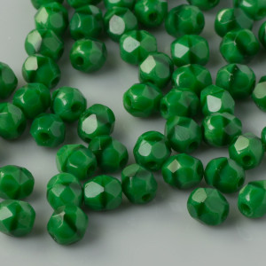 Fire Polish Opaque - Green w/Black (54110) 4mm