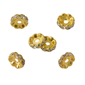 Przekładki rondelki koloru złotego z kryształkami crystal 10mm