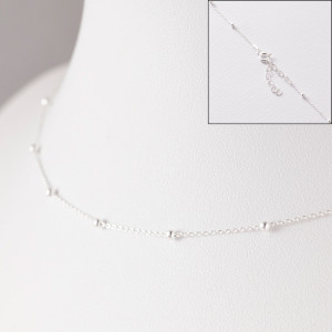 Srebrny łańcuszek simple z kuleczkami z przedłużką AG925 44cm