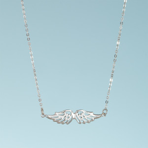 Srebrny rodowany naszyjnik ze skrzydłami anioła,  AG925 45cm