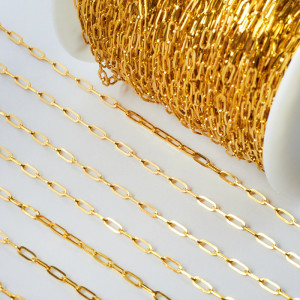 Łańcuch ze stali chirurgicznej owale błyszczące w kolorze złotym 3x6,5mm