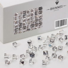 Rhinnes stone cube 6mm silver night