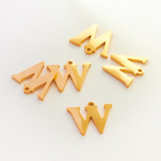 Zawieszka ze stali szlachetnej literka W złota 13 mm