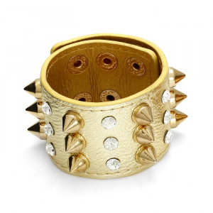 Bransoletka w kolorze złota ćwieki z kryształkami rzędy 18-21cm