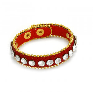 Czerwona bransoletka kryształki oplatane łańcuszkiem 18-21cm