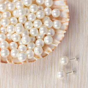 Perły seashell kulki do kolczyków białe 10mm