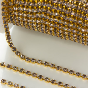 Taśma z kryształkami kolor złoty black diamond 2mm