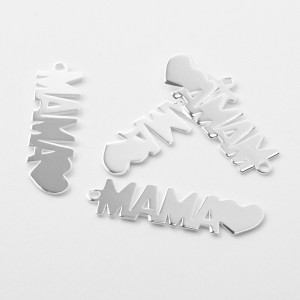 Srebrna zawieszka napis "Mama" z sercem AG925 22,5mm