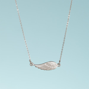 Srebrny rodowany naszyjnik ze skrzydłem anioła,  AG925 45cm