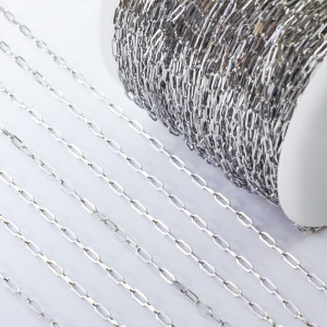 Łańcuch ze stali chirurgicznej owale błyszczące w kolorze srebrnym 3x6,5mm